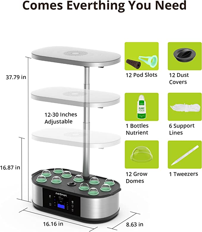 JustSmart Garden GS1 Lite - 12 Pods Hydroponics Growing System